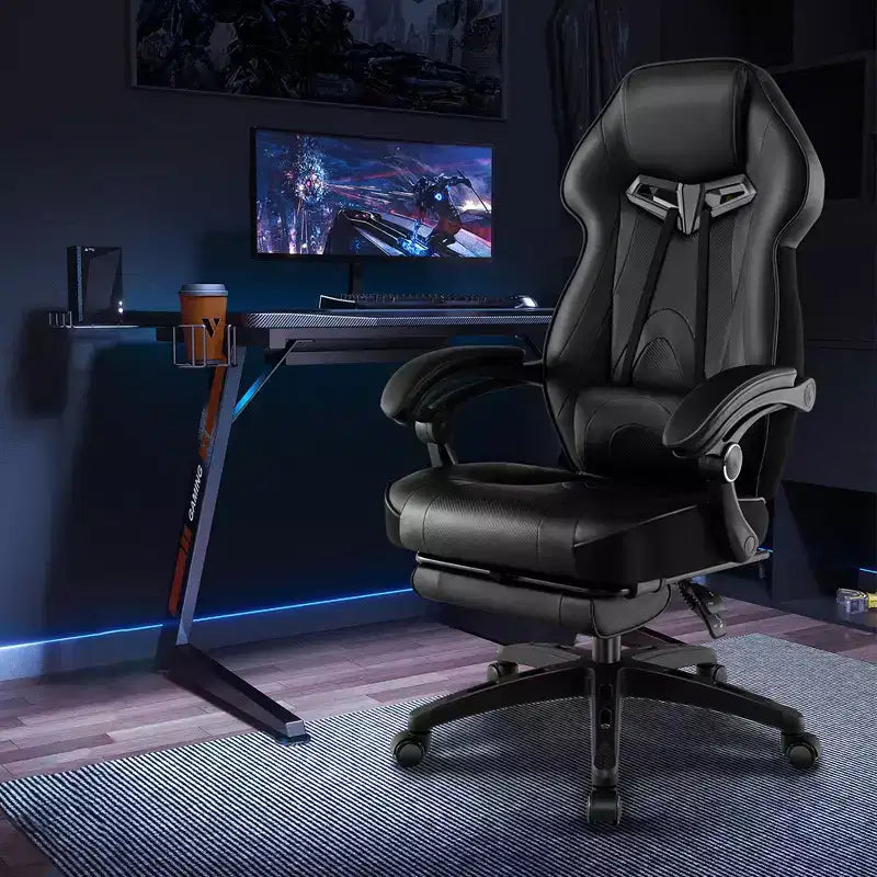 Sedia da E-Sport regolabile stile racing Costway con poggiatesta imbottito, supporto lombare blu/nero/grigio/rosso