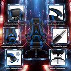 Sedia da E-Sport regolabile stile racing Costway con poggiatesta imbottito, supporto lombare blu/nero/grigio/rosso