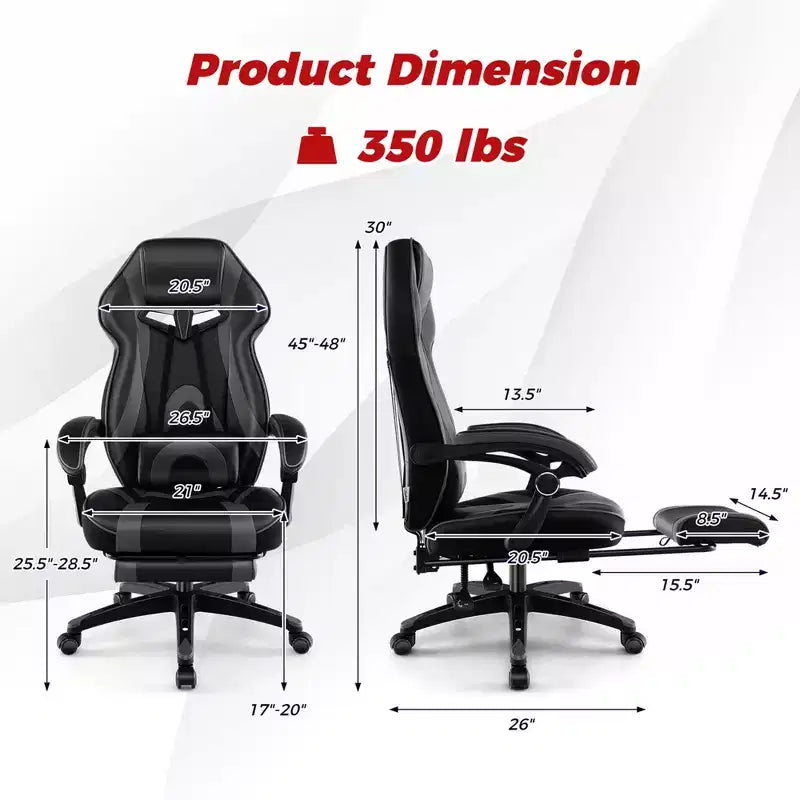 Sedia da E-Sport regolabile stile racing Costway con poggiatesta imbottito, supporto lombare blu/nero/grigio/rosso