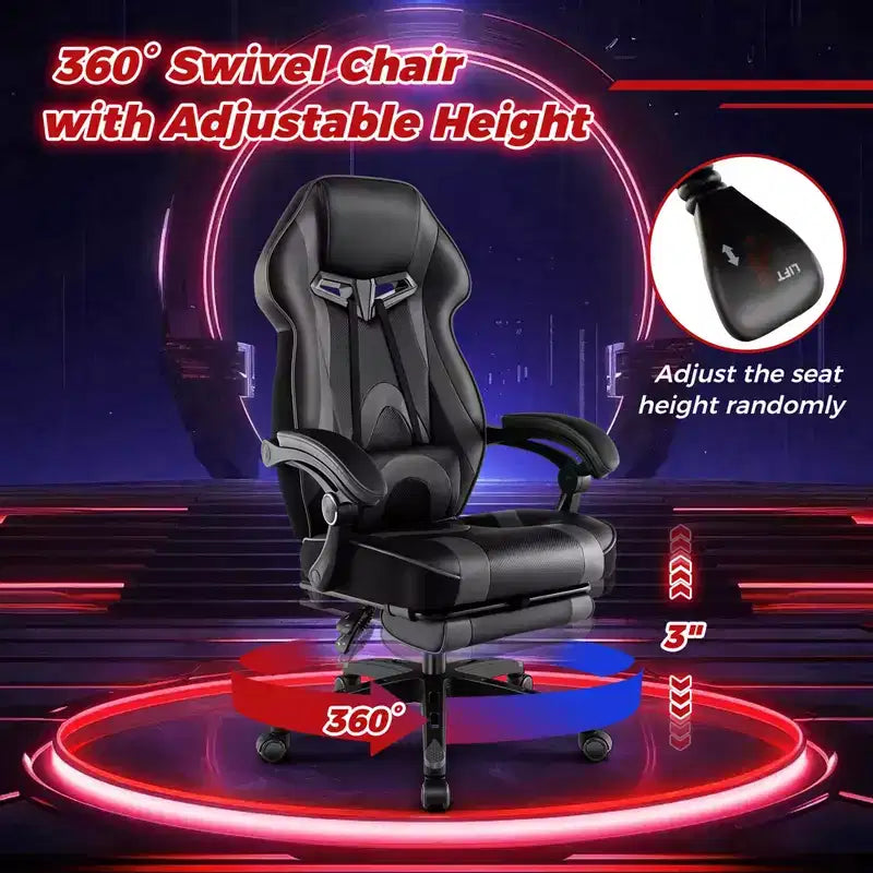 Sedia da E-Sport regolabile stile racing Costway con poggiatesta imbottito, supporto lombare blu/nero/grigio/rosso
