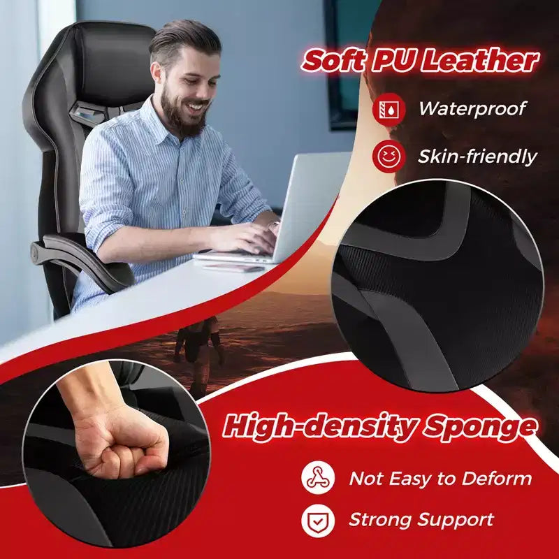 Sedia da E-Sport regolabile stile racing Costway con poggiatesta imbottito, supporto lombare blu/nero/grigio/rosso