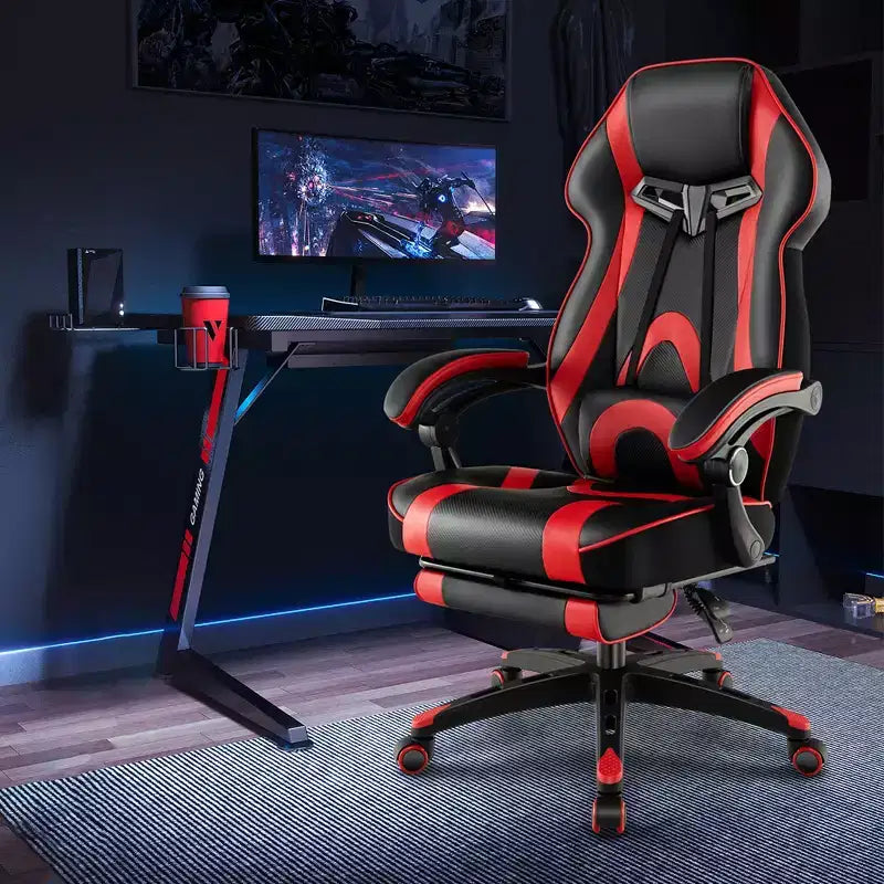 Sedia da E-Sport regolabile stile racing Costway con poggiatesta imbottito, supporto lombare blu/nero/grigio/rosso