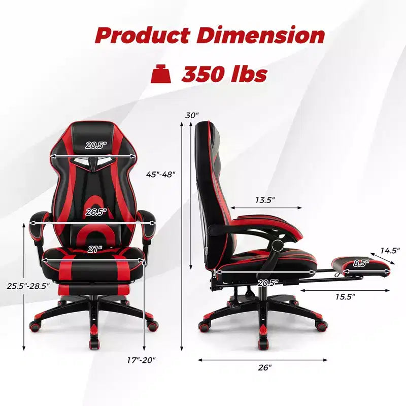 Sedia da E-Sport regolabile stile racing Costway con poggiatesta imbottito, supporto lombare blu/nero/grigio/rosso