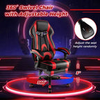 Sedia da E-Sport regolabile stile racing Costway con poggiatesta imbottito, supporto lombare blu/nero/grigio/rosso