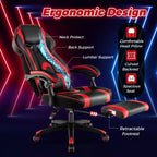 Sedia da E-Sport regolabile stile racing Costway con poggiatesta imbottito, supporto lombare blu/nero/grigio/rosso