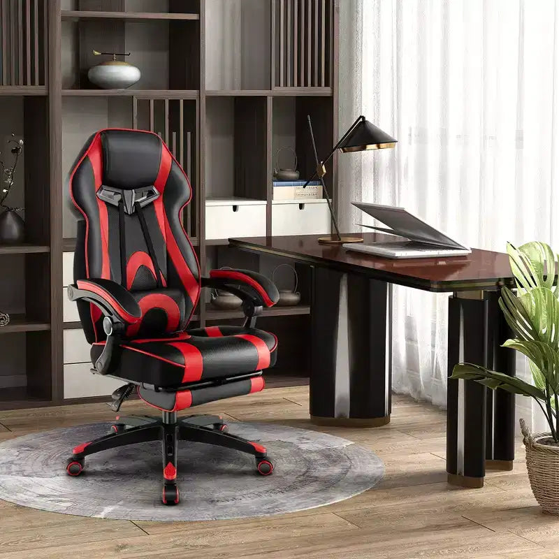 Sedia da E-Sport regolabile stile racing Costway con poggiatesta imbottito, supporto lombare blu/nero/grigio/rosso