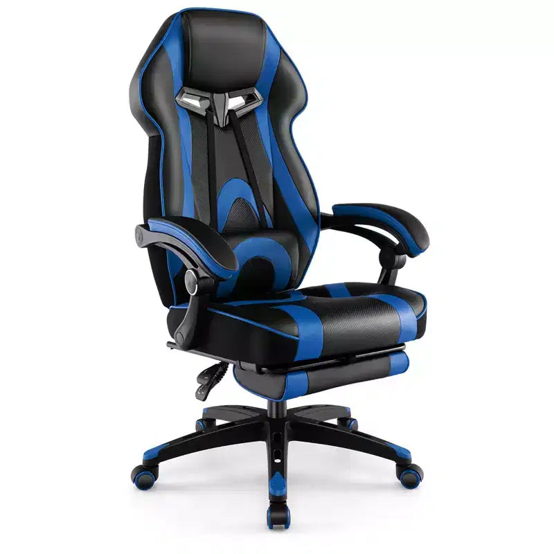 Sedia da E-Sport regolabile stile racing Costway con poggiatesta imbottito, supporto lombare blu/nero/grigio/rosso
