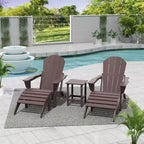 WestinTrends Malibu HDPE Outdoor Patio Folding Poly Adirondack Chairs with Ottomans and Side Table (5-Piece Conversation Set)