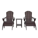 WestinTrends Malibu HDPE Outdoor Patio Folding Poly Adirondack Chairs with Ottomans and Side Table (5-Piece Conversation Set)