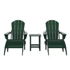 WestinTrends Malibu HDPE Outdoor Patio Folding Poly Adirondack Chairs with Ottomans and Side Table (5-Piece Conversation Set)