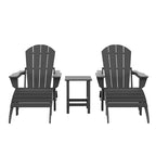WestinTrends Malibu HDPE Outdoor Patio Folding Poly Adirondack Chairs with Ottomans and Side Table (5-Piece Conversation Set)