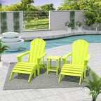 WestinTrends Malibu HDPE Outdoor Patio Folding Poly Adirondack Chairs with Ottomans and Side Table (5-Piece Conversation Set)