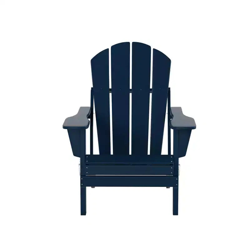 WestinTrends Malibu HDPE Outdoor Patio Folding Poly Adirondack Chairs with Ottomans and Side Table (5-Piece Conversation Set)