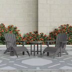 WestinTrends Dylan Sedie Adirondack da Esterno in HDPE con Pouf e Tavolino (Set Conversazione da 5 Pezzi)