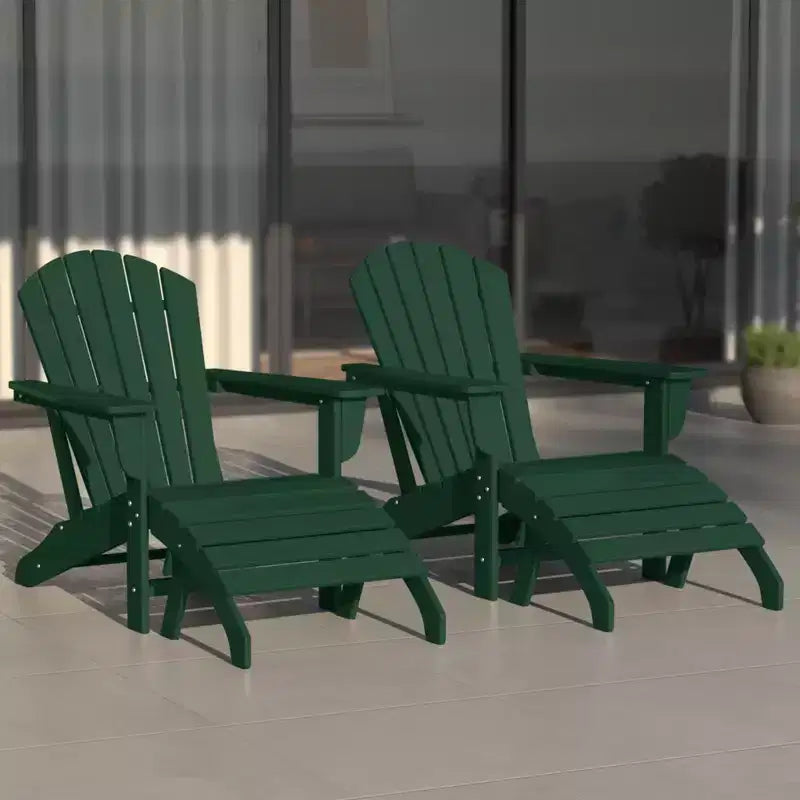 WestinTrends Dylan HDPE Outdoor Patio Adirondack Chairs with Ottomans (4-Piece Conversation Set)