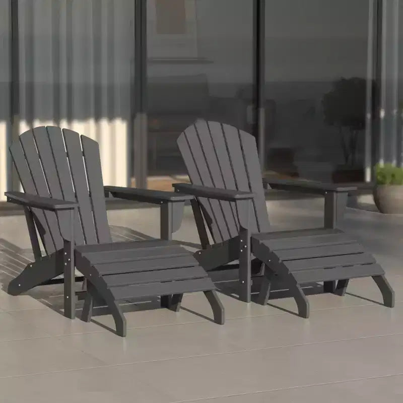 WestinTrends Dylan HDPE Outdoor Patio Adirondack Chairs with Ottomans (4-Piece Conversation Set)