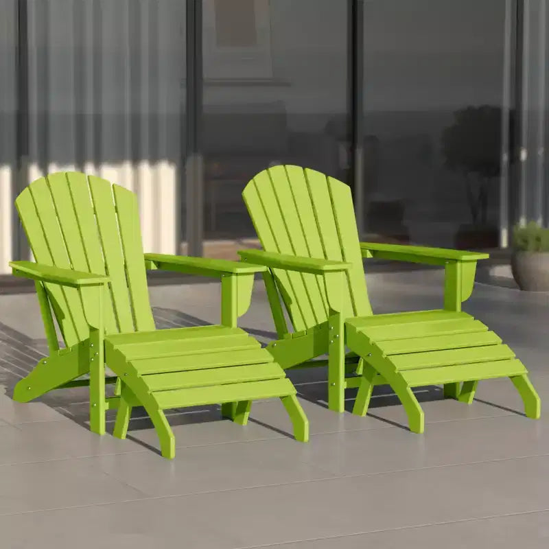 WestinTrends Dylan HDPE Outdoor Patio Adirondack Chairs with Ottomans (4-Piece Conversation Set)