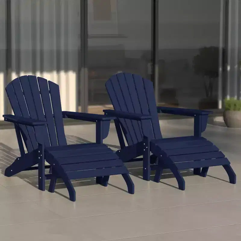WestinTrends Dylan HDPE Outdoor Patio Adirondack Chairs with Ottomans (4-Piece Conversation Set)