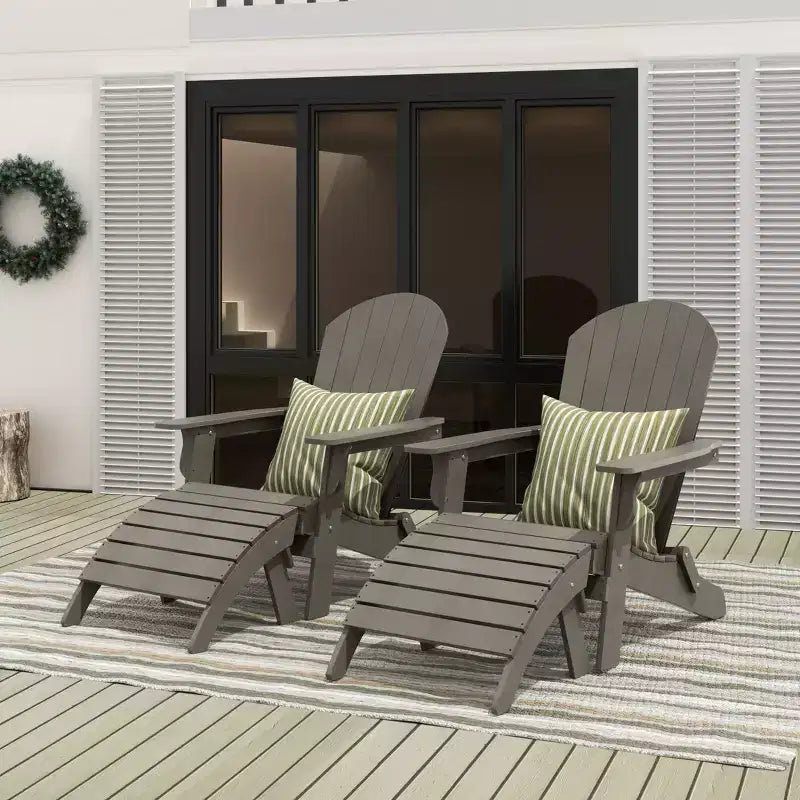 WestinTrends Tuscany HIPS Outdoor Patio Folding Adirondack Chairs with Ottomans (4-Piece Conversation Set)
