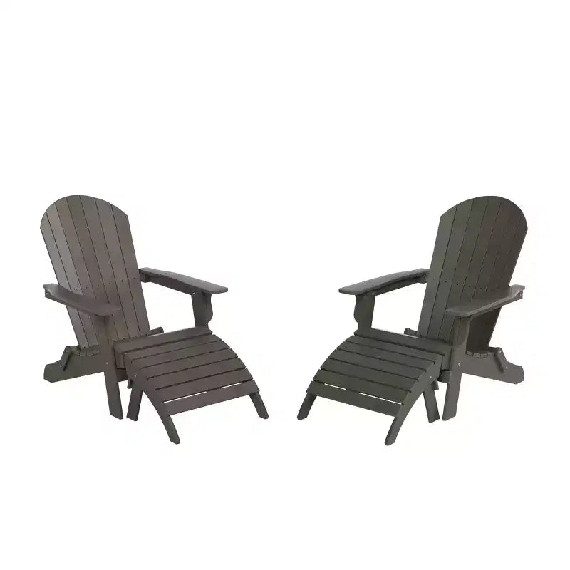 WestinTrends Tuscany HIPS Outdoor Patio Folding Adirondack Chairs with Ottomans (4-Piece Conversation Set)
