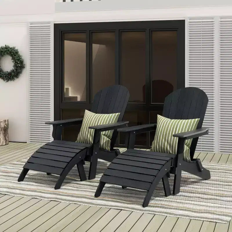 WestinTrends Tuscany HIPS Outdoor Patio Folding Adirondack Chairs with Ottomans (4-Piece Conversation Set)