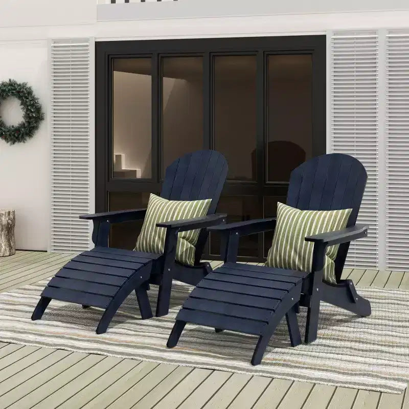 WestinTrends Tuscany HIPS Outdoor Patio Folding Adirondack Chairs with Ottomans (4-Piece Conversation Set)