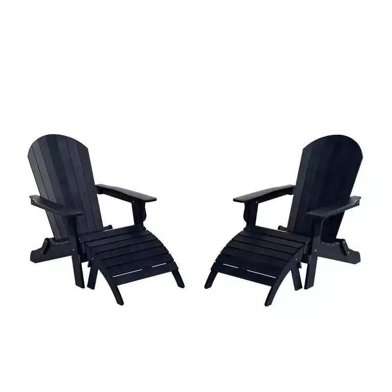 WestinTrends Tuscany HIPS Outdoor Patio Folding Adirondack Chairs with Ottomans (4-Piece Conversation Set)