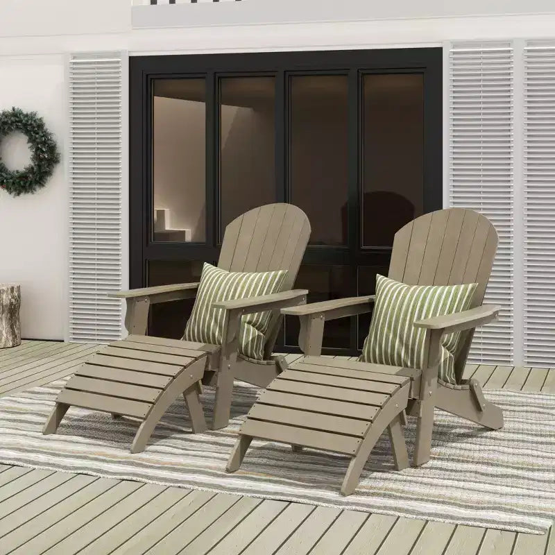 WestinTrends Tuscany HIPS Outdoor Patio Folding Adirondack Chairs with Ottomans (4-Piece Conversation Set)