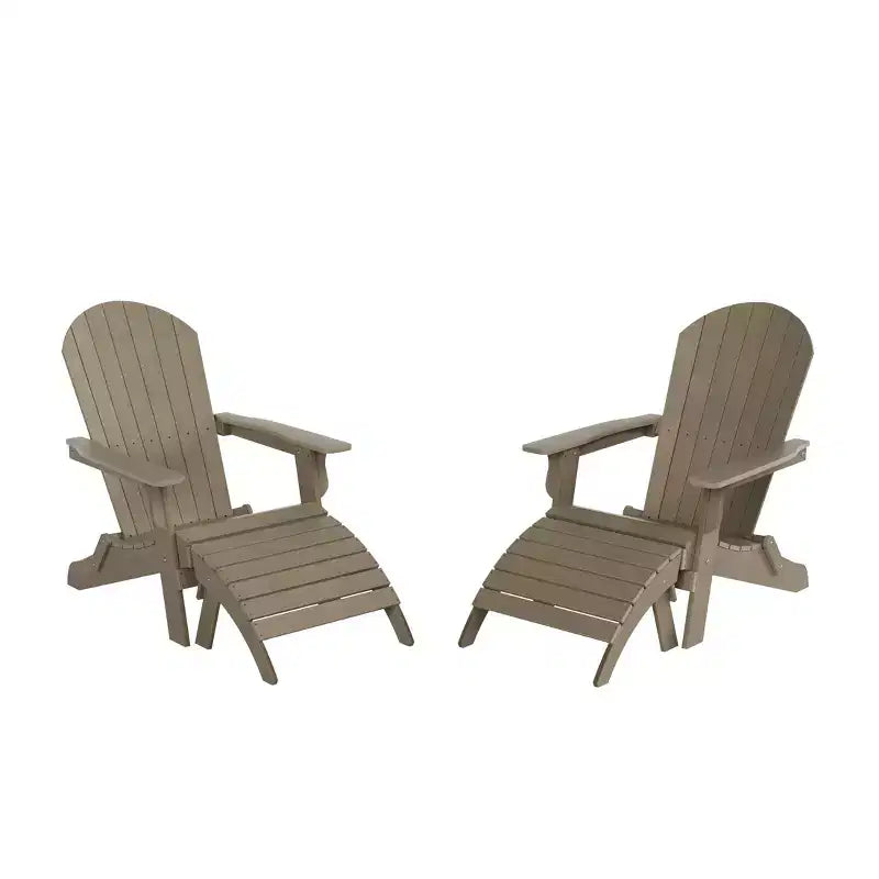 WestinTrends Tuscany HIPS Outdoor Patio Folding Adirondack Chairs with Ottomans (4-Piece Conversation Set)