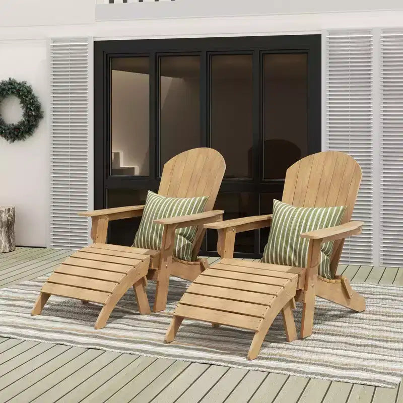 WestinTrends Tuscany HIPS Outdoor Patio Folding Adirondack Chairs with Ottomans (4-Piece Conversation Set)