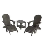 WestinTrends Tuscany HIPS - Set da conversazione da 5 pezzi per esterni con poltrone Adirondack pieghevoli, poggiapiedi e tavolino laterale