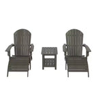 WestinTrends Tuscany HIPS - Set da conversazione da 5 pezzi per esterni con poltrone Adirondack pieghevoli, poggiapiedi e tavolino laterale