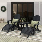 WestinTrends Tuscany HIPS - Set da conversazione da 5 pezzi per esterni con poltrone Adirondack pieghevoli, poggiapiedi e tavolino laterale