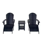 WestinTrends Tuscany HIPS - Set da conversazione da 5 pezzi per esterni con poltrone Adirondack pieghevoli, poggiapiedi e tavolino laterale