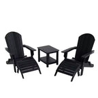 WestinTrends Tuscany HIPS - Set da conversazione da 5 pezzi per esterni con poltrone Adirondack pieghevoli, poggiapiedi e tavolino laterale