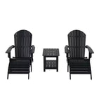 WestinTrends Tuscany HIPS - Set da conversazione da 5 pezzi per esterni con poltrone Adirondack pieghevoli, poggiapiedi e tavolino laterale