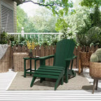 WestinTrends Malibu HDPE Outdoor Patio Folding Poly Adirondack Chair with Ottoman and Side Table (3-Piece)