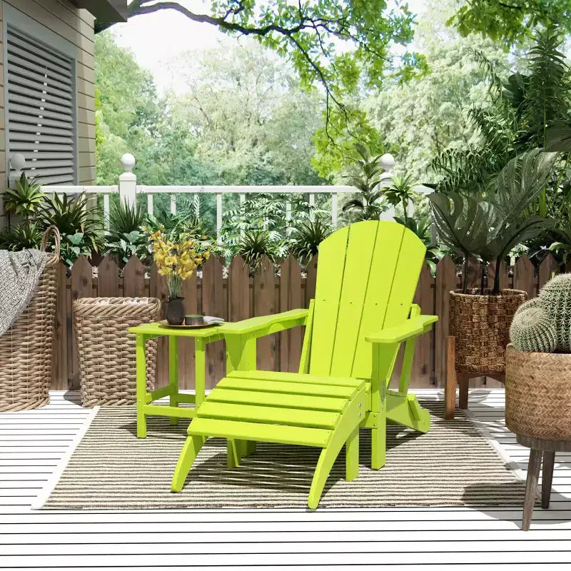 WestinTrends Malibu HDPE Outdoor Patio Folding Poly Adirondack Chair with Ottoman and Side Table (3-Piece)