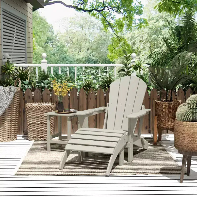 WestinTrends Malibu HDPE Outdoor Patio Folding Poly Adirondack Chair with Ottoman and Side Table (3-Piece)