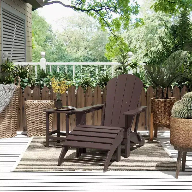 WestinTrends Malibu HDPE Outdoor Patio Folding Poly Adirondack Chair with Ottoman and Side Table (3-Piece)