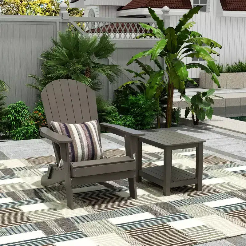 WestinTrends Tuscany HIPS Sedia Pieghevole Adirondack da Esterno per Patio con Tavolino (Set da 2 Pezzi)