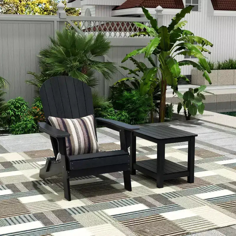 WestinTrends Tuscany HIPS Sedia Pieghevole Adirondack da Esterno per Patio con Tavolino (Set da 2 Pezzi)