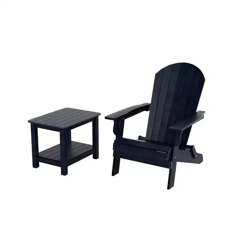 WestinTrends Tuscany HIPS Sedia Pieghevole Adirondack da Esterno per Patio con Tavolino (Set da 2 Pezzi)