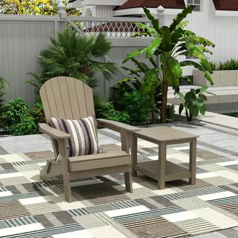 WestinTrends Tuscany HIPS Sedia Pieghevole Adirondack da Esterno per Patio con Tavolino (Set da 2 Pezzi)