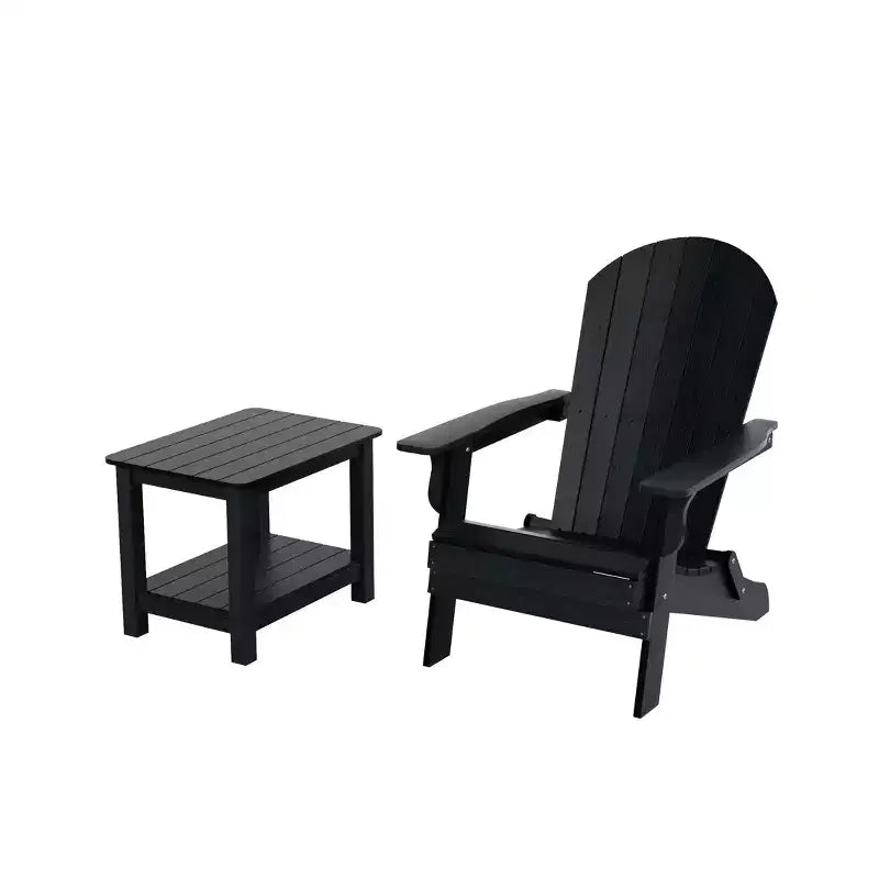 WestinTrends Tuscany HIPS Sedia Pieghevole Adirondack da Esterno per Patio con Tavolino (Set da 2 Pezzi)