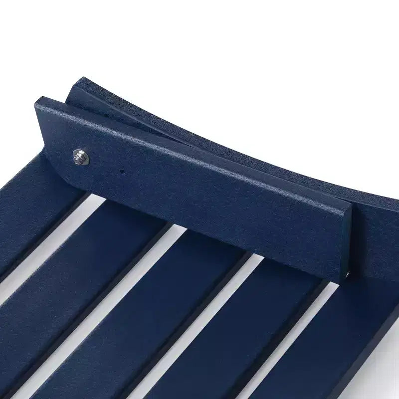 WestinTrends Malibu HDPE Outdoor Patio Folding Adirondack Chair with Ottoman and Side Table - Navy Blue