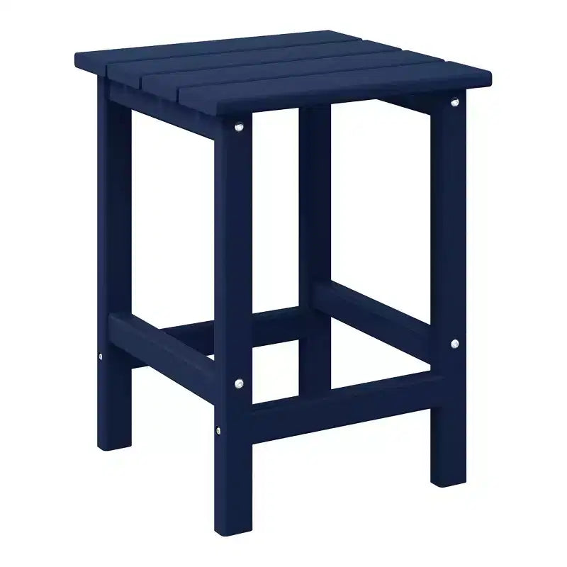 WestinTrends Malibu HDPE Outdoor Patio Folding Adirondack Chair with Ottoman and Side Table - Navy Blue