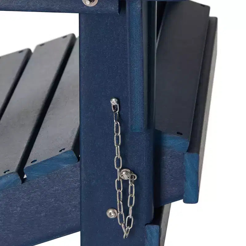 WestinTrends Malibu HDPE Outdoor Patio Folding Adirondack Chair with Ottoman and Side Table - Navy Blue