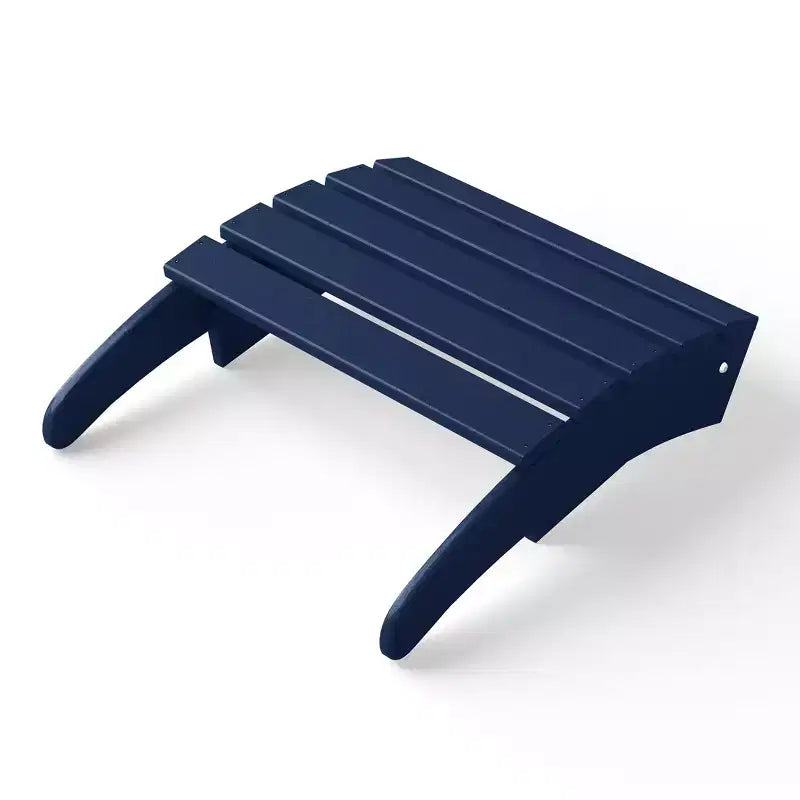 WestinTrends Malibu HDPE Outdoor Patio Folding Adirondack Chair with Ottoman and Side Table - Navy Blue