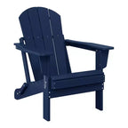 WestinTrends Malibu HDPE Outdoor Patio Folding Adirondack Chair with Ottoman and Side Table - Navy Blue